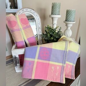 Blossoms & Blooms Y2K Easter Placemats Set of 4 Pastel Bunny Egg Plaid